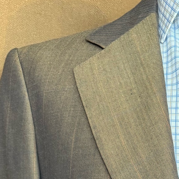 Size 40 Gold Mini Herringbone Window pain notch lapel 2 button jacket - Picture 3 of 5